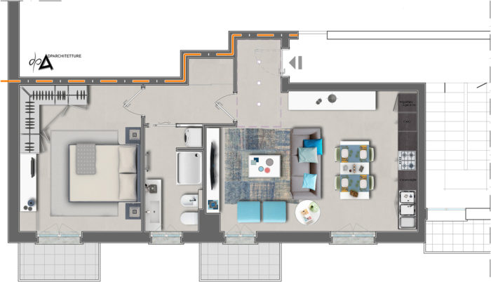 Ristrutturazione appartamento-arredo pianta-dpa
